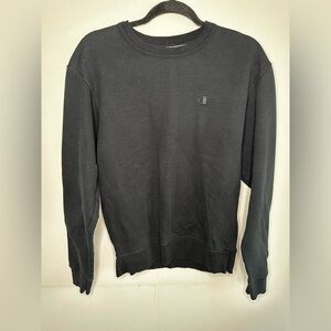 Men’s Black Champion Crew Neck Long Sleeve Pull Over Sweatshirt Size Small